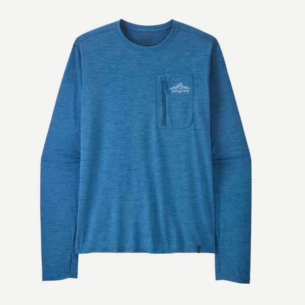 Mens Long Sleeved Cap Cool Sun Shirt - Aquatic Blue - Light Aquatic Blue X-Dye