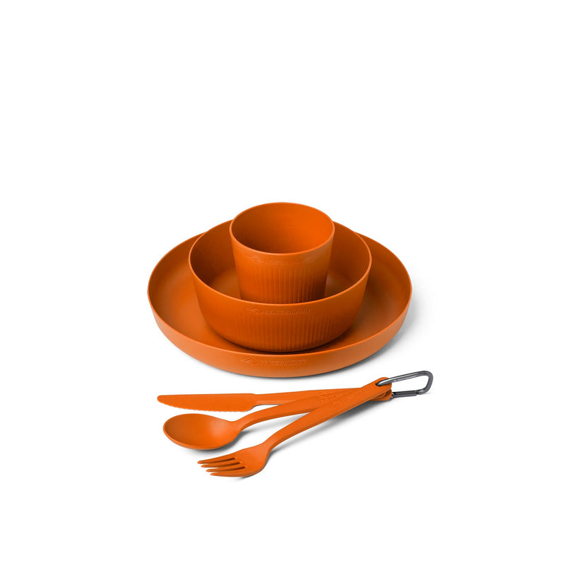 Camp Dinnerware Set W Mesh Sack 6 Piece - Burnt Orange