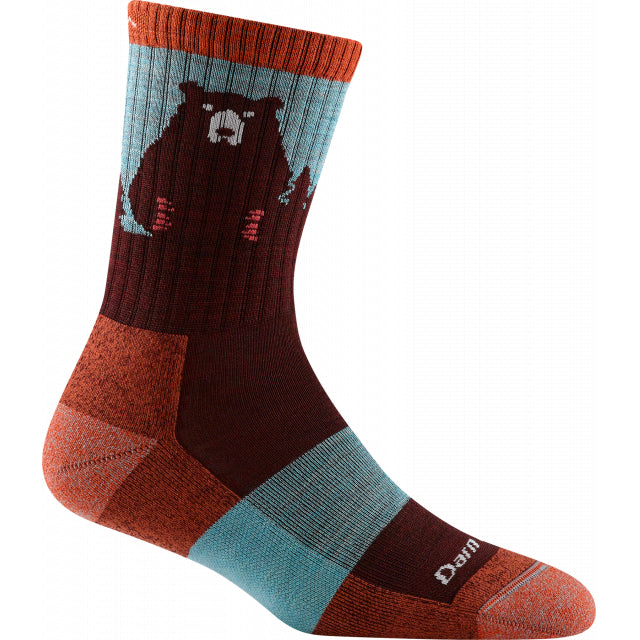 Darn Tough 1970 Women's Bear Town Micro Crew Lightweight with Cushion - Burgundy