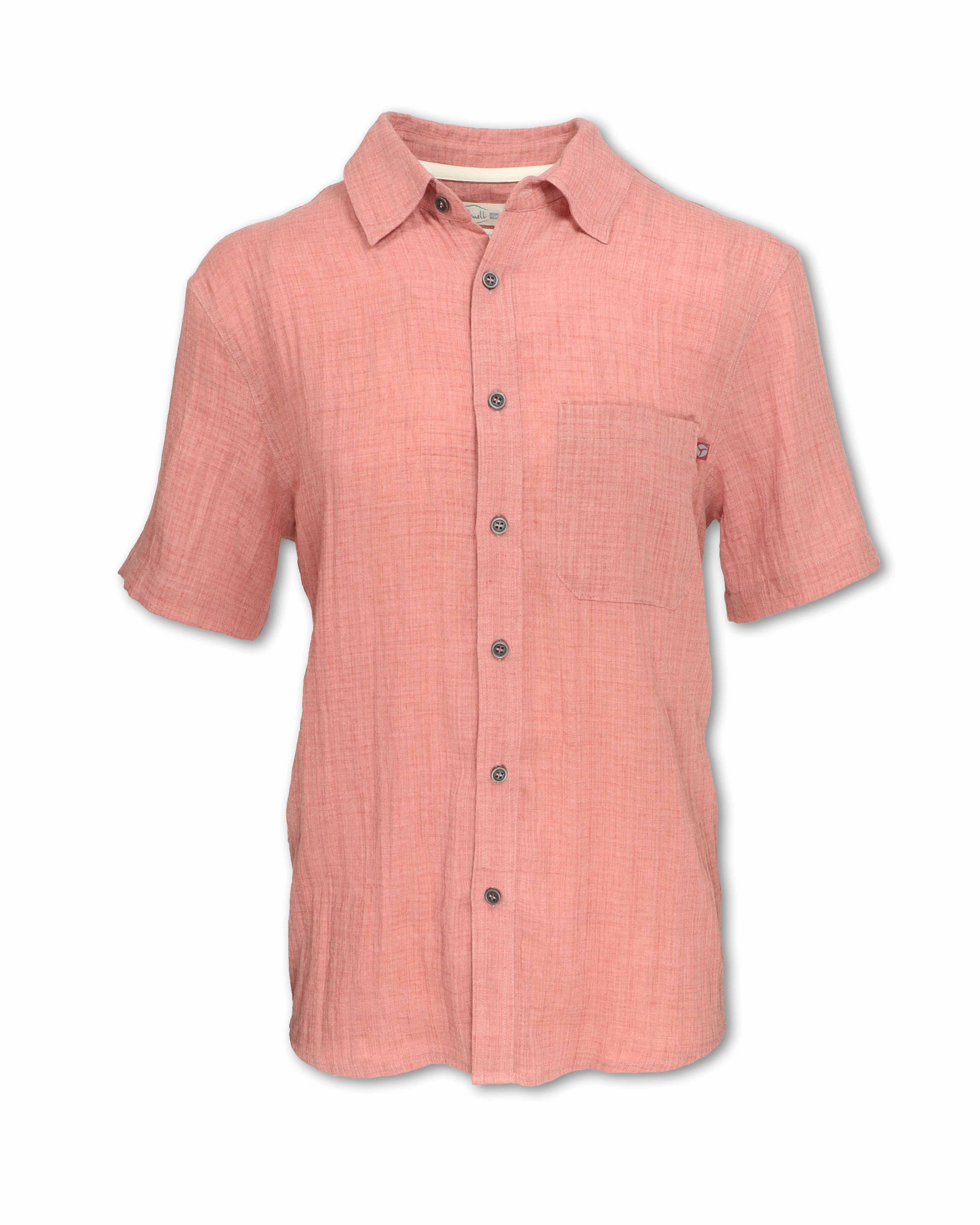 Mens Short Sleeved Crosshatch Shirt - Red