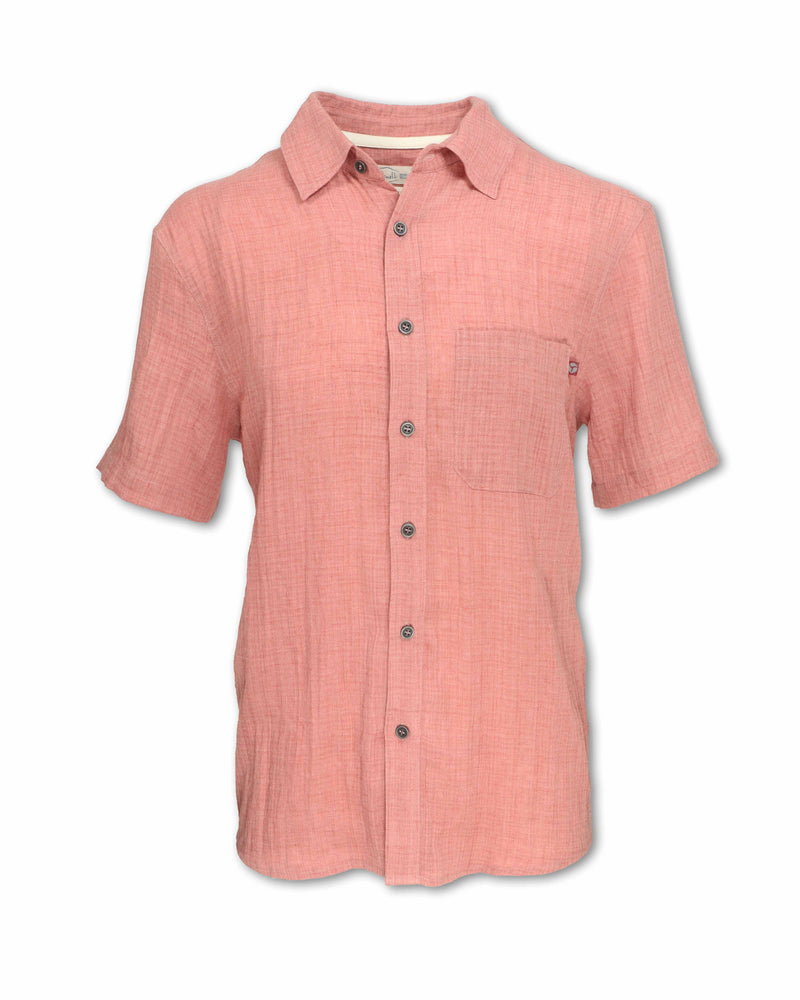 Mens Short Sleeved Crosshatch Shirt - Red