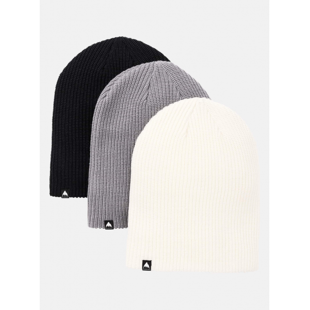 Burton Recycled DND Beanie 3 Pack - True Black / Sharkskin / Stout White