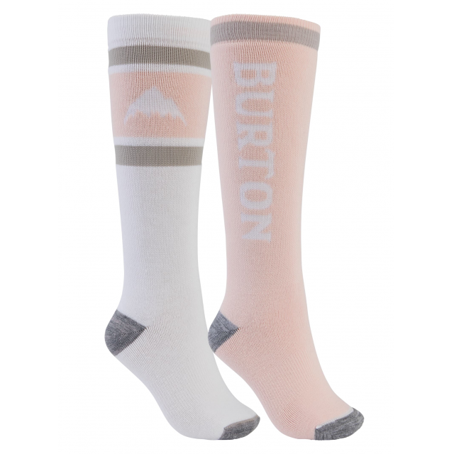 Burton Women's Weekend Midweight Socks 2-Pack - Stout White/Peach Melba