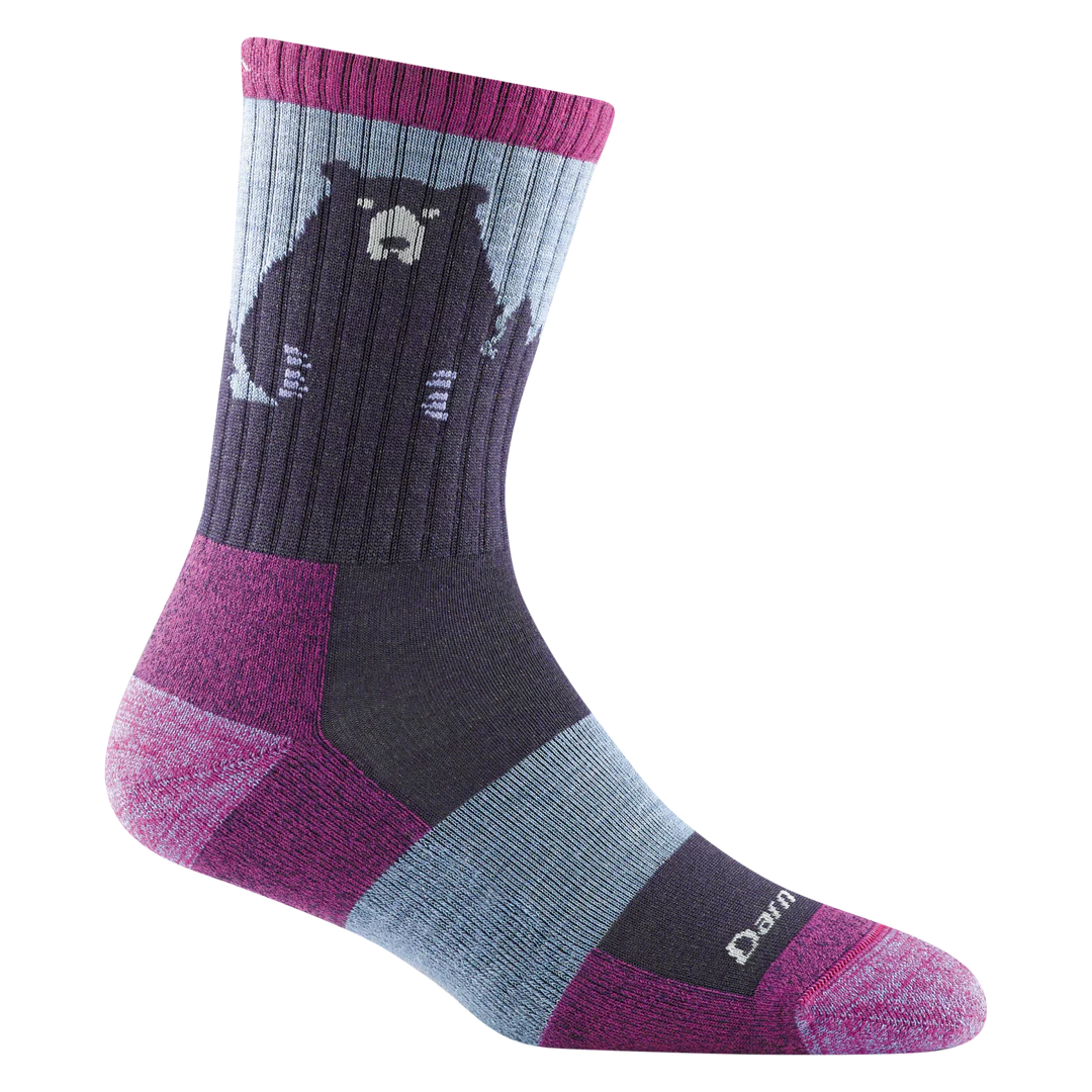 Darn Tough 1970 Women's Bear Town Micro Crew Lightweight with Cushion - Purple