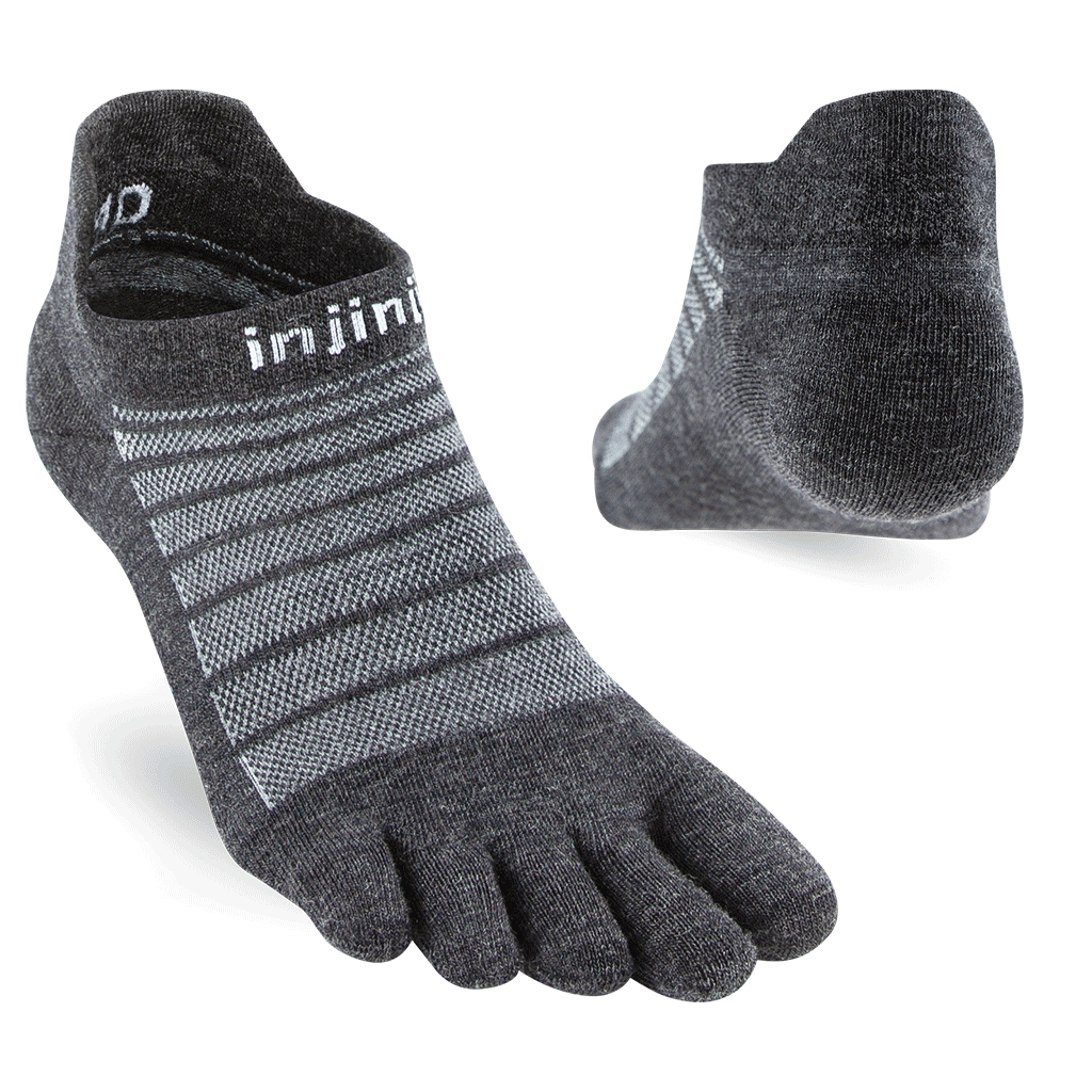 Run Lightweight No Show Performance Wool Socks - Slate