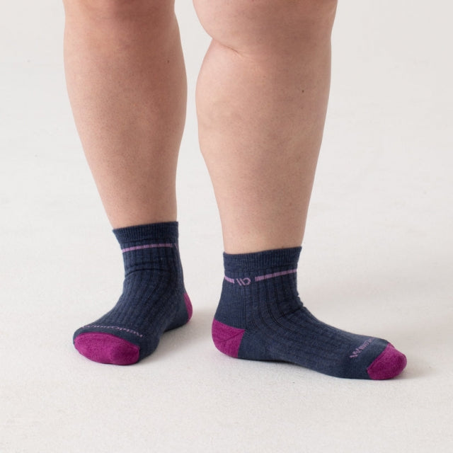 Wide Open 9501 Women's Single Stripe Cushioned Quarter Socks - Denim