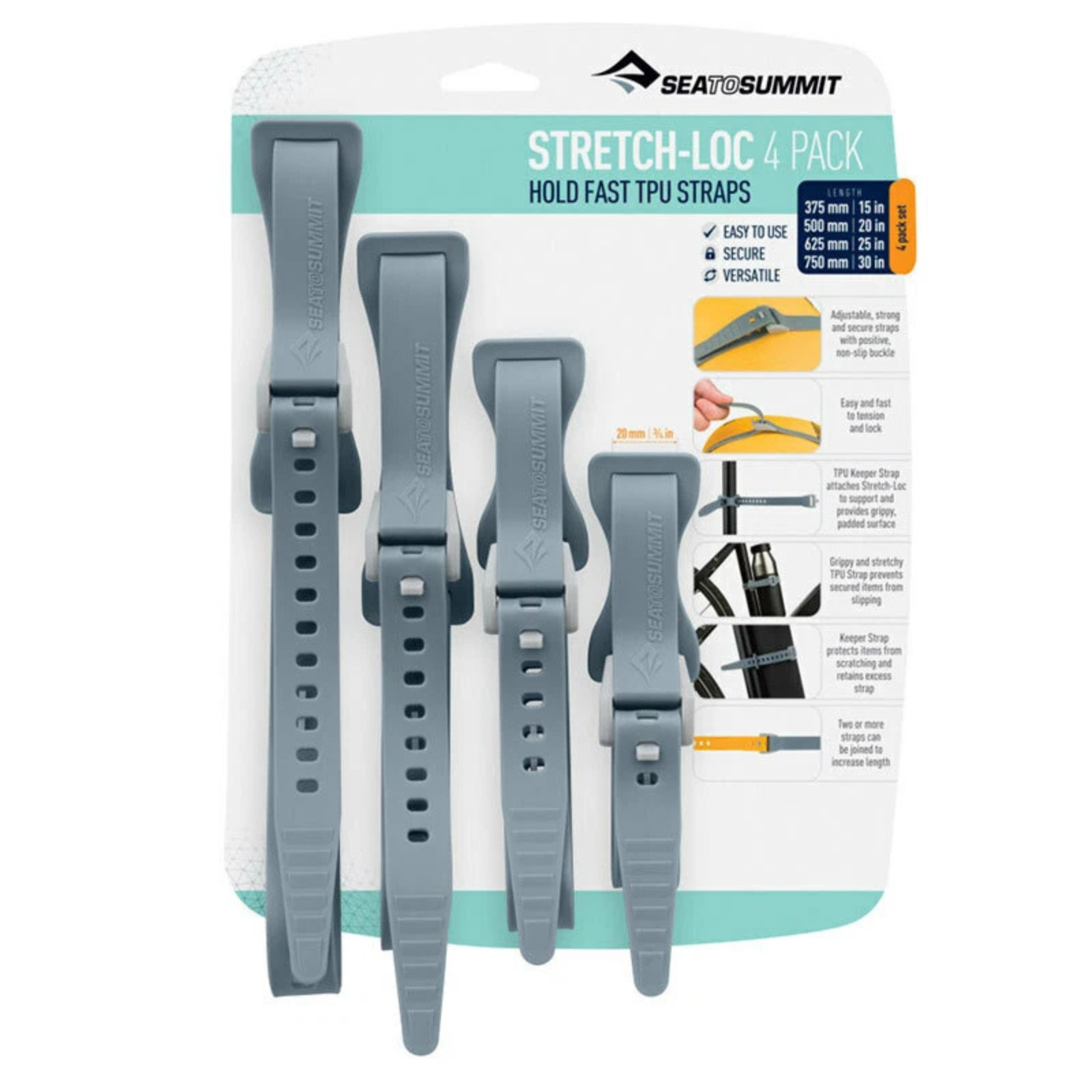 4 Strap Stretch Loc Tpu Strap Set 3 4In 20Mm - Grey