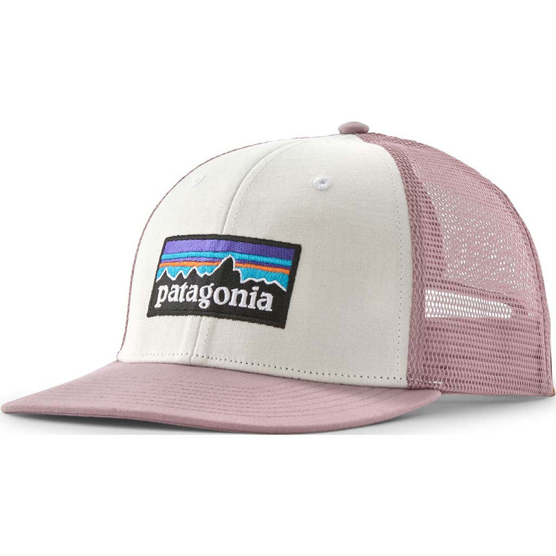 557378 Patagonia P 6 Logo Trucker Hat - White w/Quiet Violet