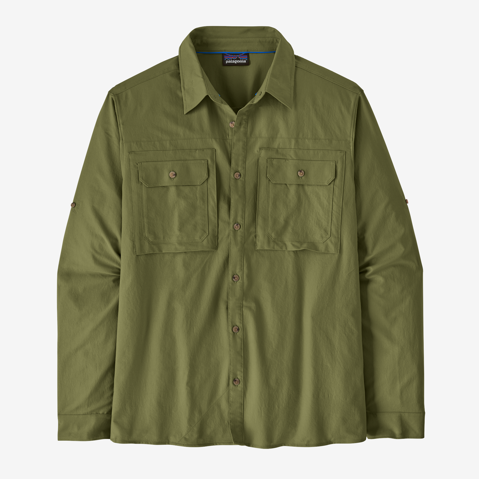 Mens Long Sleeved Self Guided Sun Shirt - Caper Green