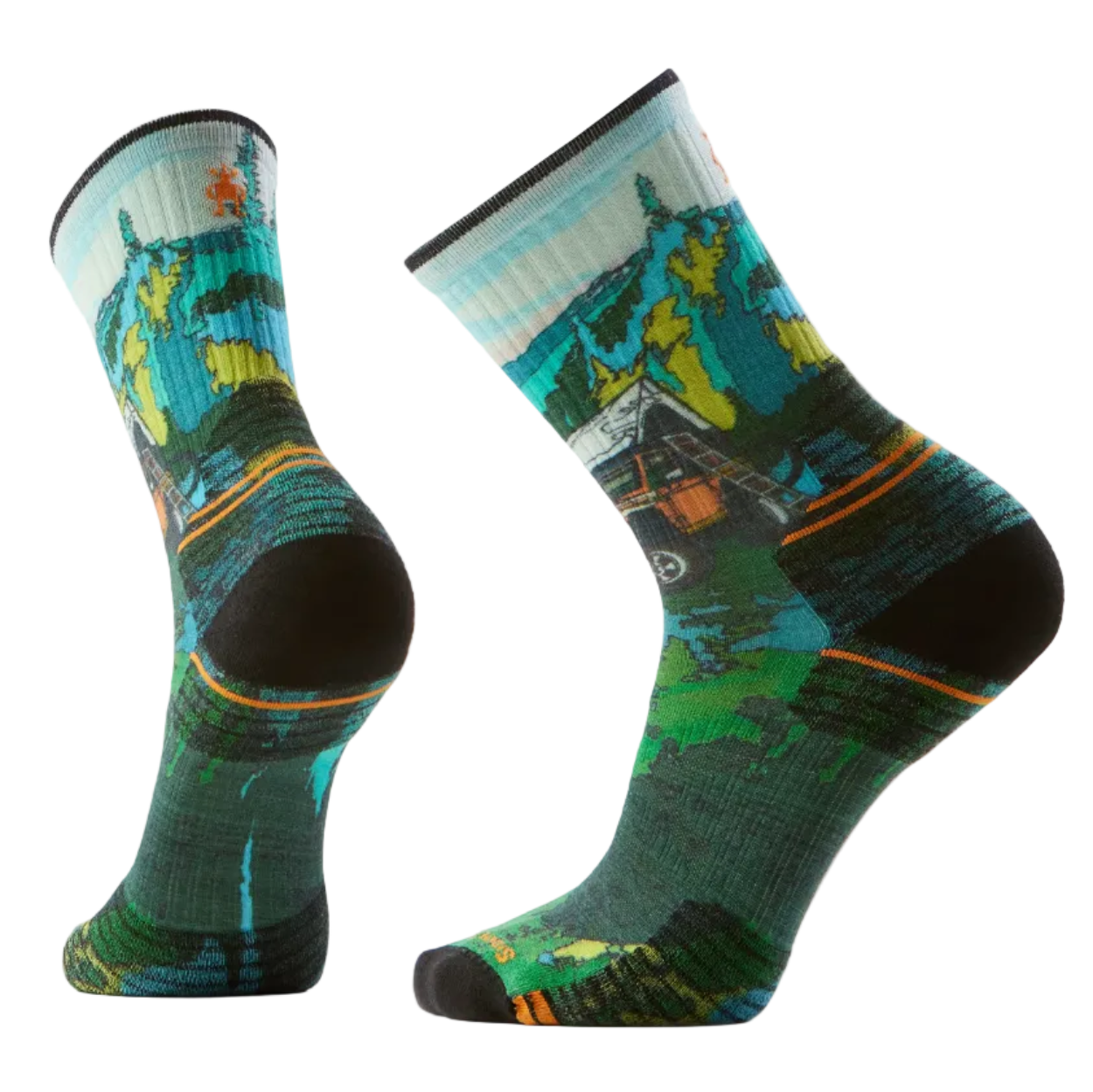 Smartwool Hike Targeted Cushion Trail Trekker Print Crew Socks - Winter Moss