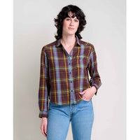 Toad&Co Women's Re-Form Flannel Boxy LS Shirt - Carob Multi Windowpane