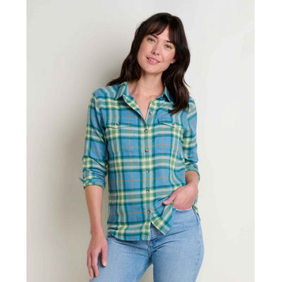 Toad&Co Women's Re-Form Flannel LS Shirt - Glacier Lg Windowpane