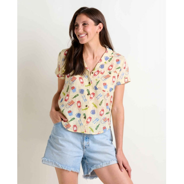 Toad&Co Women's Camp Cove SS Shirt - Barley Camping Print
