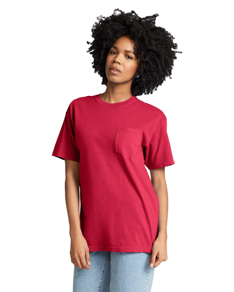 Womens Rolled Sleeve Pocket Tee - Red