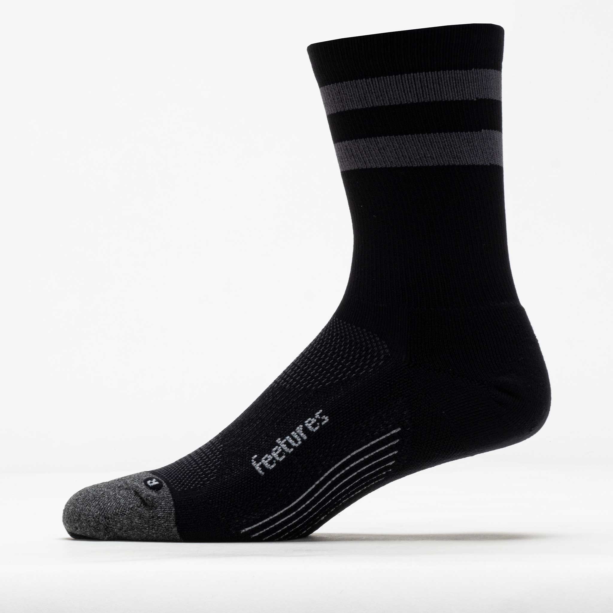 Elite Light Cushion Mini Crew Socks - Black High Top Stripe
