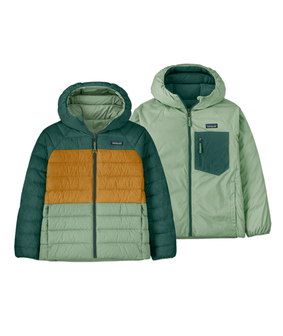 Patagonia Kid's Reversible Down Sweater Hoody - Ellwood Green