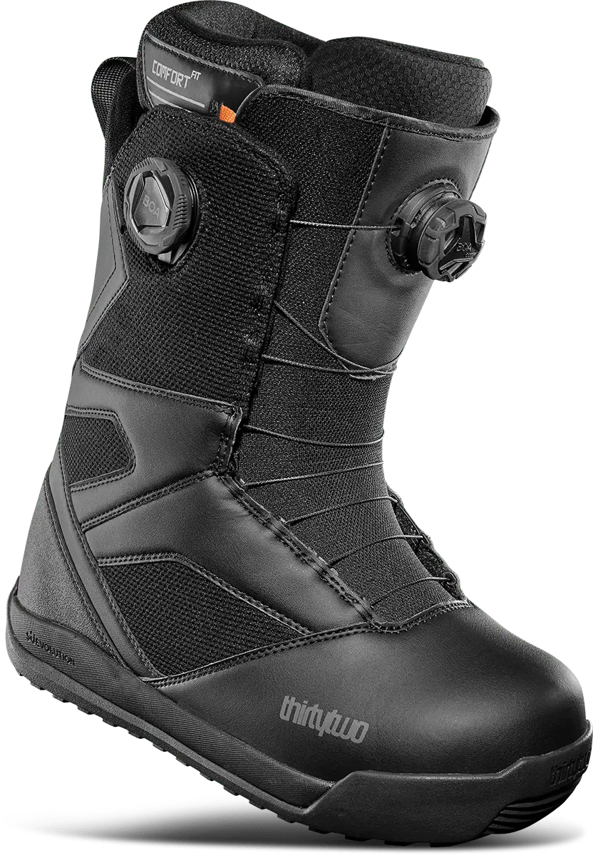 32 Men's STW Double Boa Snowboard Boots 2025 - Black/Charcoal