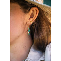 6138 -Enamel Cascade Earrings - Short - Aqua