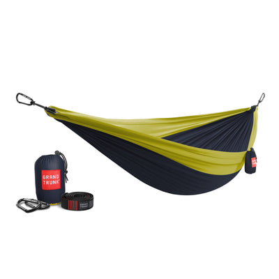 Grand Trunk Double Deluxe Parachute Nylon Hammock - Collegiate Navy/Chartreuse