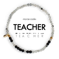 Morse Code Bracelet - Frosted Pink / Onyx