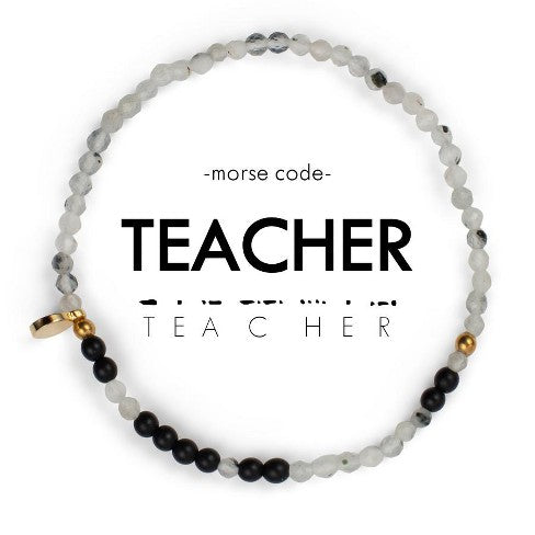 Morse Code Bracelet - Frosted Pink / Onyx