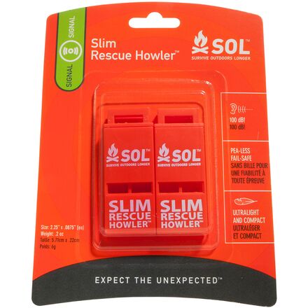 Sol Slim Rescue Howler Whistle 2 Pack