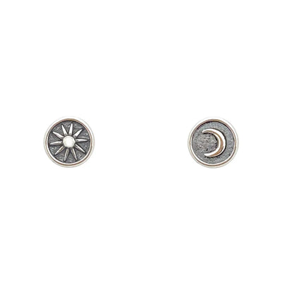 Bronwen 6109 - Tiny Charm Post Earrings - Sun and Moon - GOLD