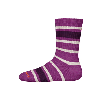 Smartwool Kids' Hike Light Cushion Striped Crew Socks - Meadow Mauve