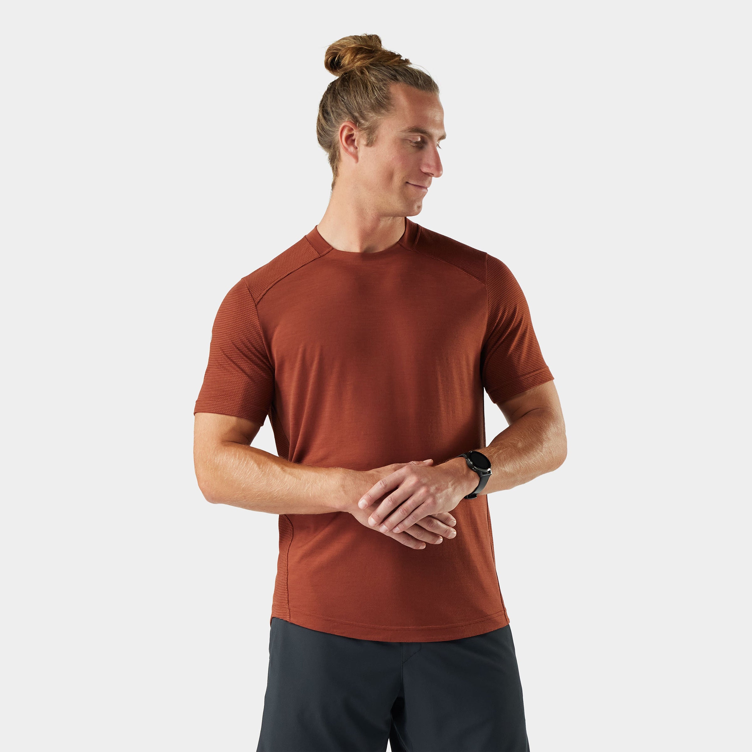 Mens Active Mesh Short Sleeve - Burnt Sienna Heather