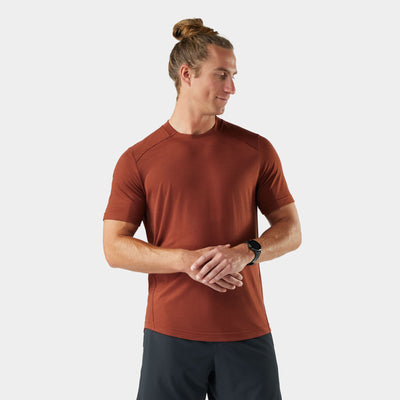Mens Active Mesh Short Sleeve - Burnt Sienna Heather