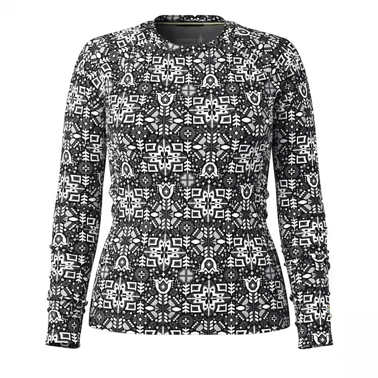 Smartwool Women's Classic Thermal Merino Base Layer Crew - Black Deco Floral