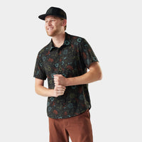 Mens Everyday Short Sleeve Button Down - Black Paisley