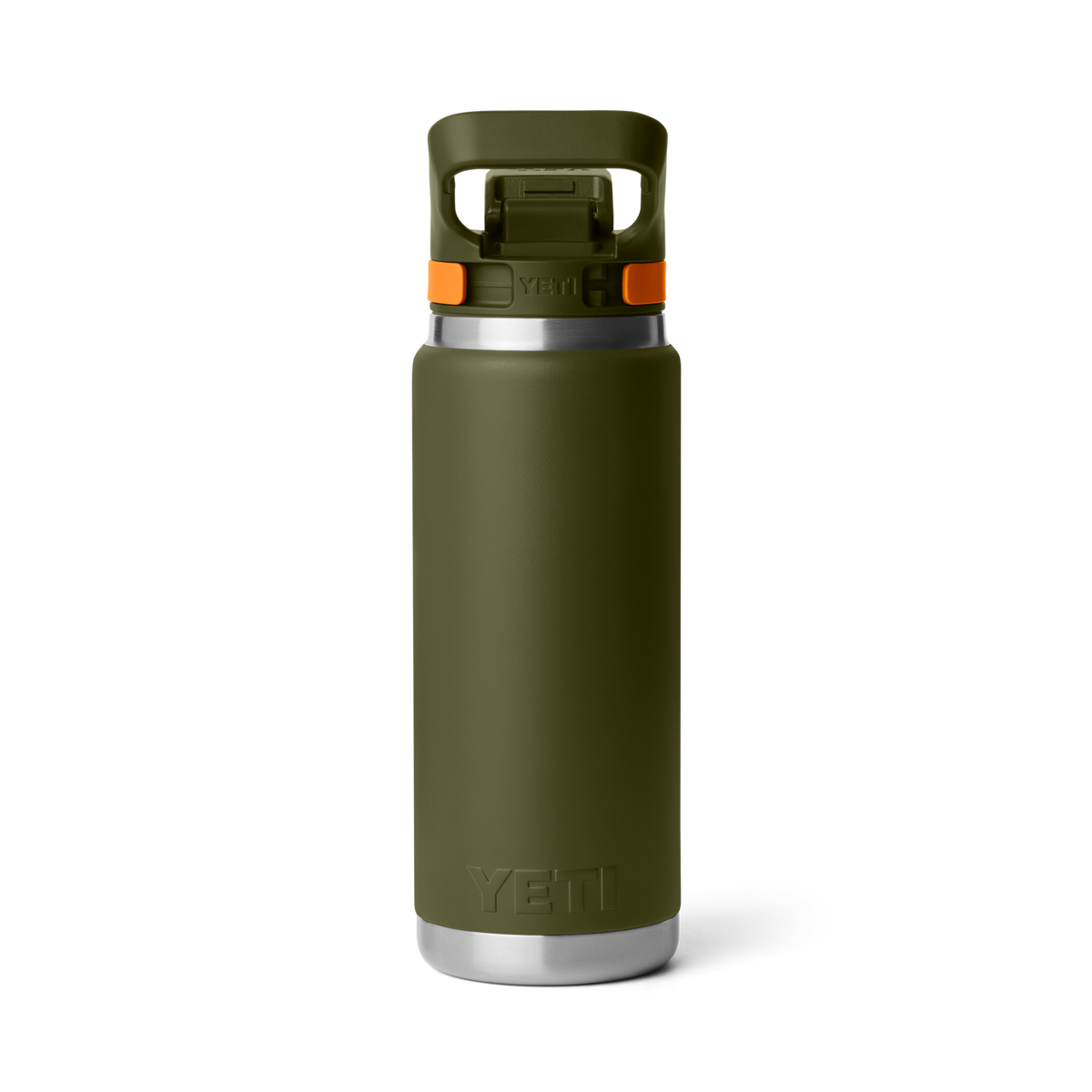 YETI Rambler 26oz Bottle with Flip Chug Cap - Olive/King Crab Orange (back)