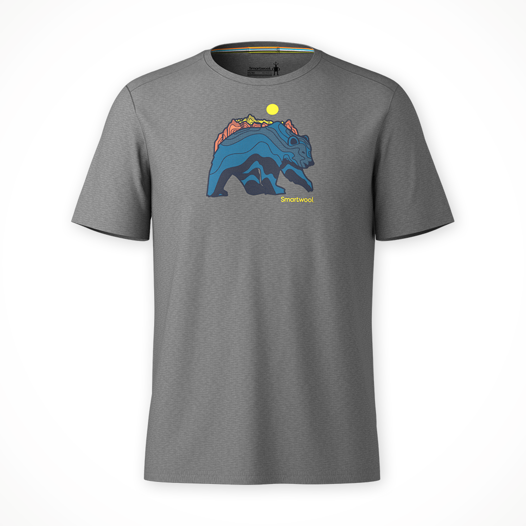 Mens Bear Strata Active Short Sleeve Graphic Tee - Light Gray Heather