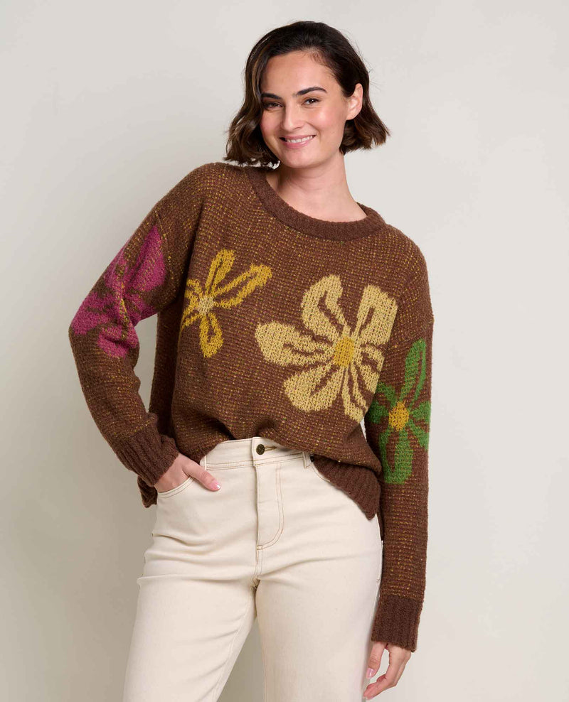 Toad&Co Women's Cotati Dolman Sweater - Chestnut Daisies