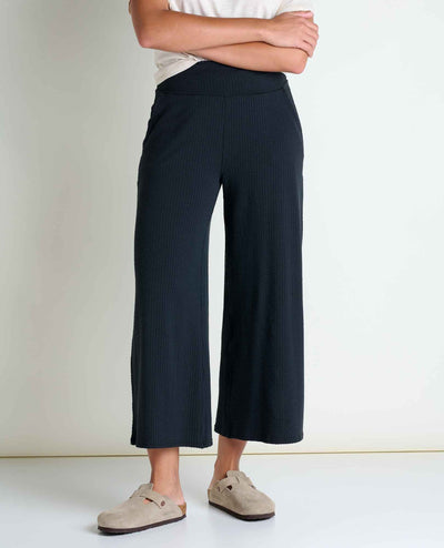 Toad&Co Women's Chaka Wide Leg Crop Pant - Black Texture