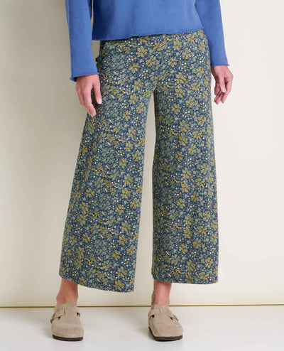 Toad&Co Women's Chaka Wide Leg Crop Pant - True Navy Retro Print