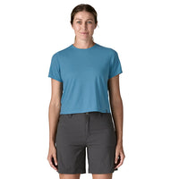 Womens Cap Cool Trail Cropped Shirt - Shore Blue