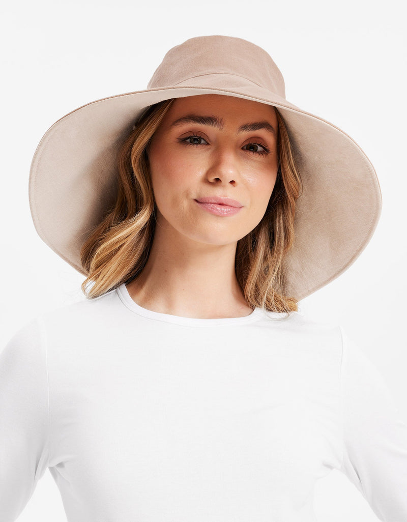 Ultra Wide Cotton Linen Hat Upf 50 - Desert Sand / Beige