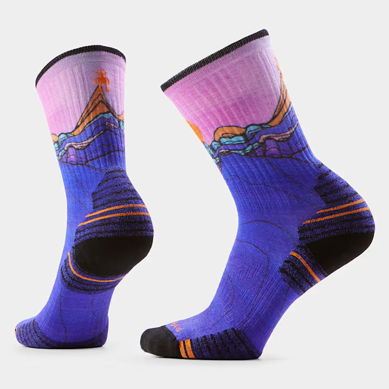 Smartwool Women's Hike Targeted Cushion Mountain Sunrise Print Crew Socks - Deep Navy