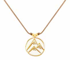 Bronwen 1181 White Mountain Peaks enamel charm necklace, Taupe cord, manufacturer catalogue photo