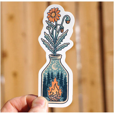 Sticker Art Campfire And Flowers Sticker
