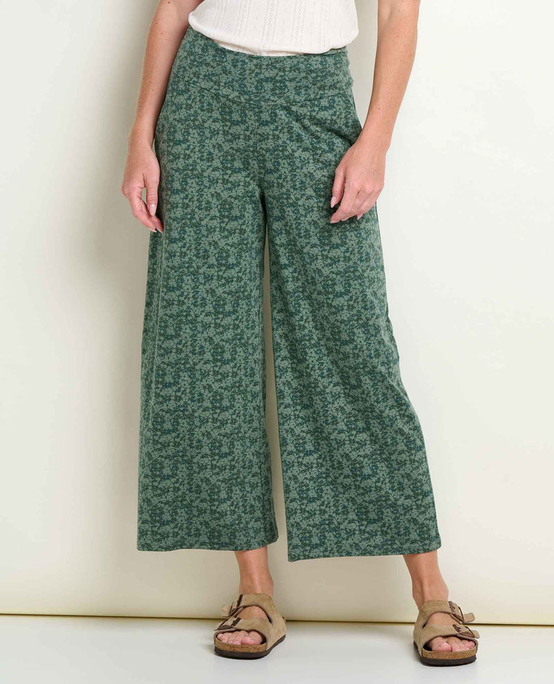 Toad&Co Women's Chaka Wide Leg Crop Pant - Cilantro Print