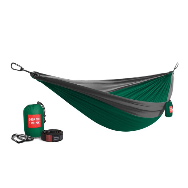 Grand Trunk Double Deluxe Parachute Nylon Hammock - Green / Charcoal