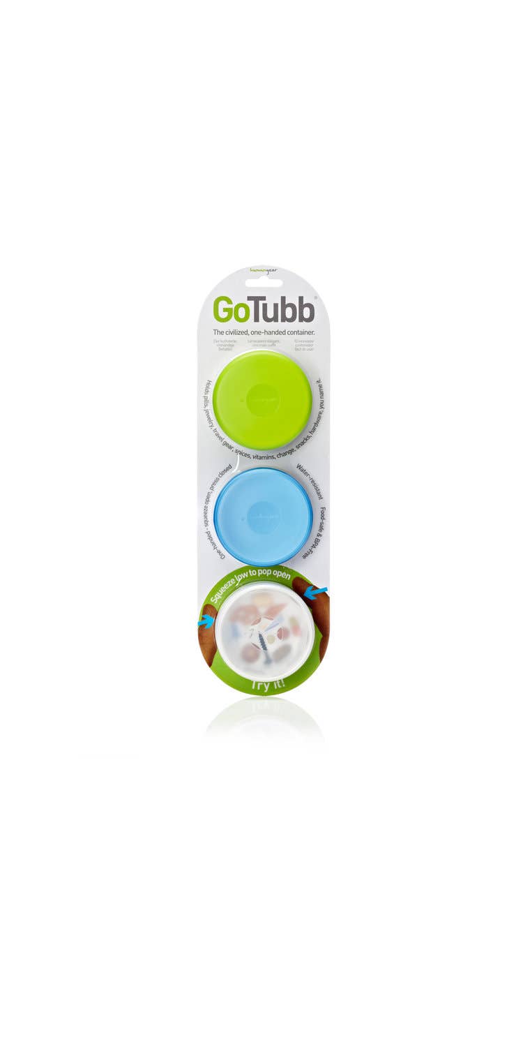 humangear GoTubb 3-Pack - Reusable Storage Travel Container: Clear/Green/Blue / Medium