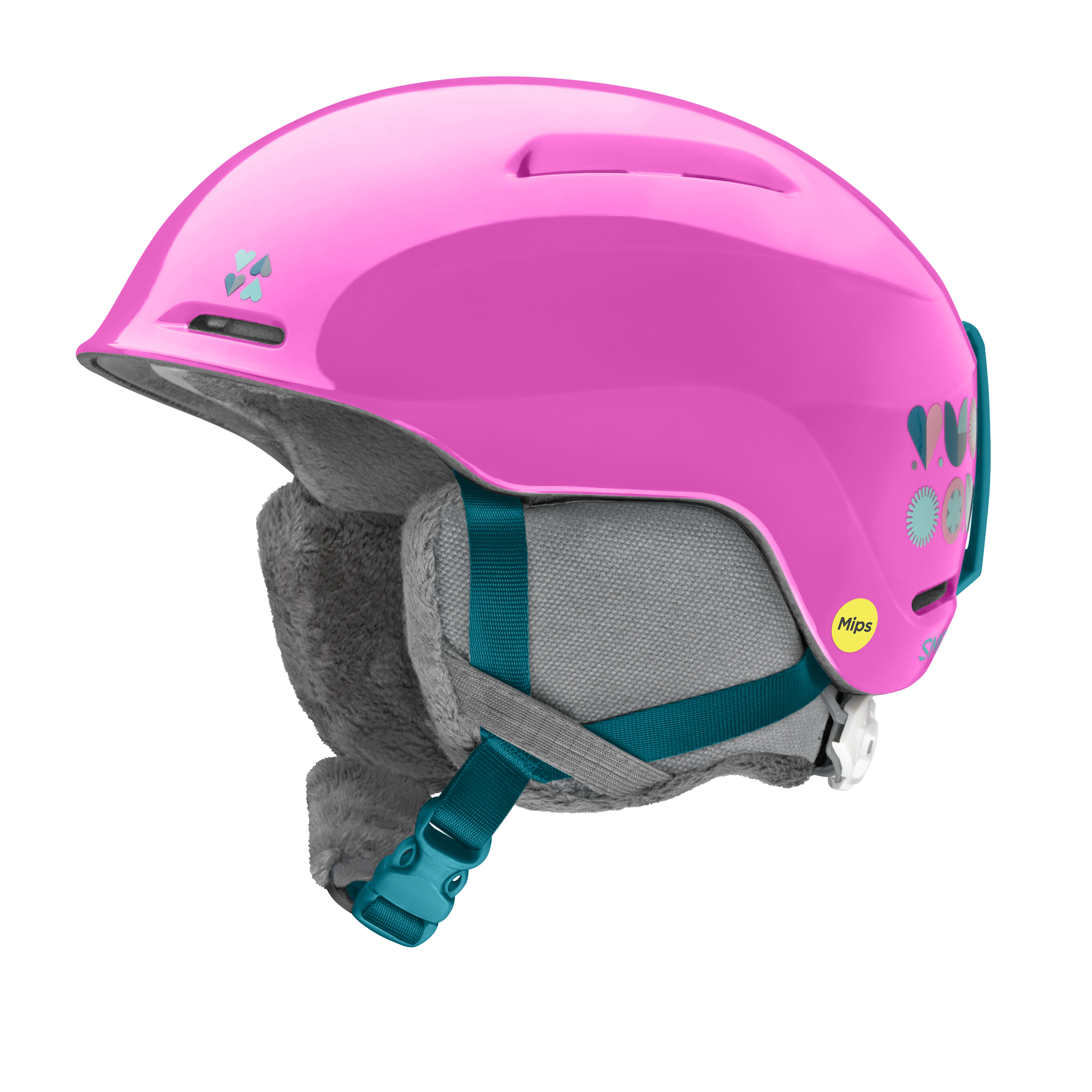 Glide Jr Mips Snowsport Helmet 2026 - Vivid Pink Hearts