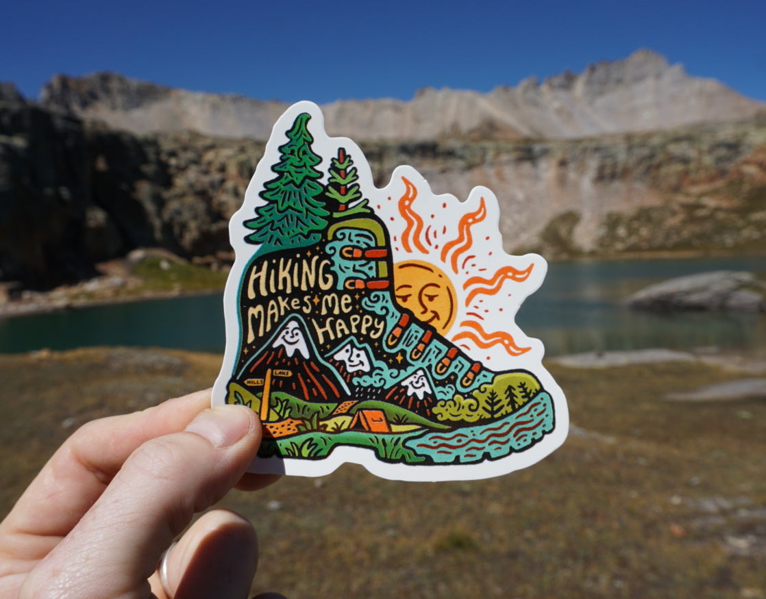 Sticker Art Hiking Makes Me Happy Sticker