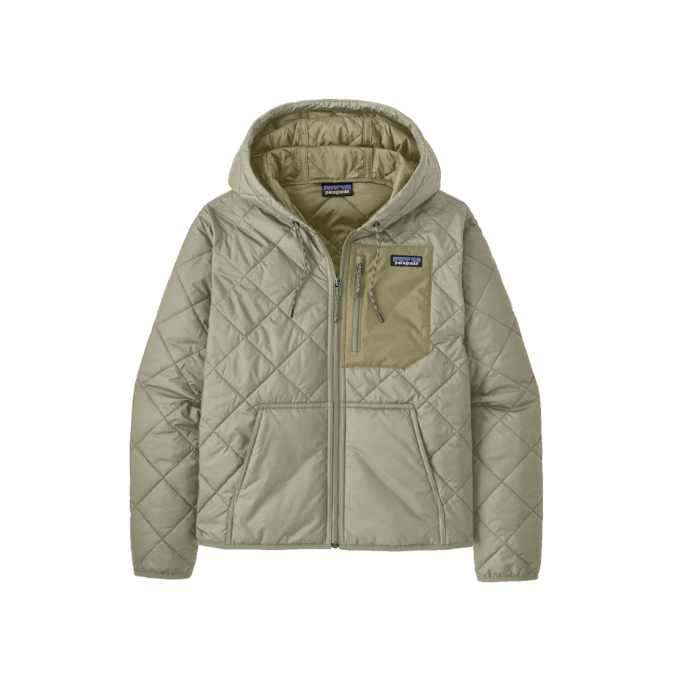 Womens Diamond Quilted Bomber Hoody - Weathered Stone