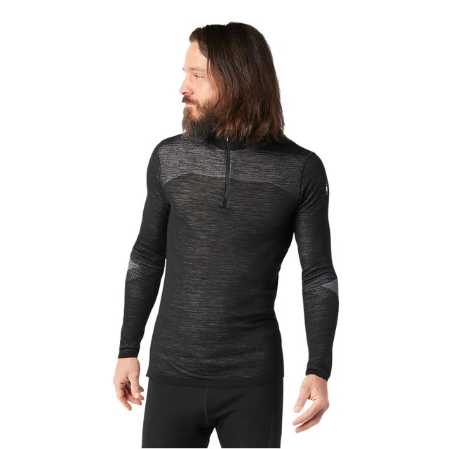 Smartwool Men's Intraknit Thermal Merino Base Layer 1/4 Zip - Black-White