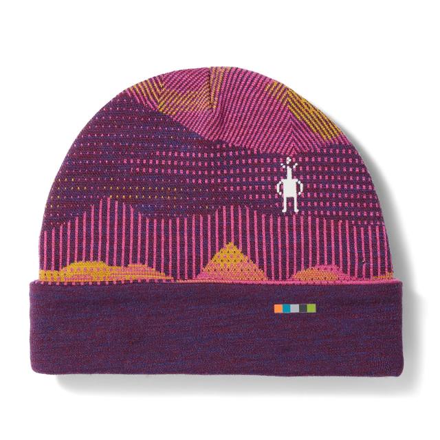 Smartwool Kids' Thermal Merino Reversible Cuffed Beanie - Purple Iris Mtn Scape